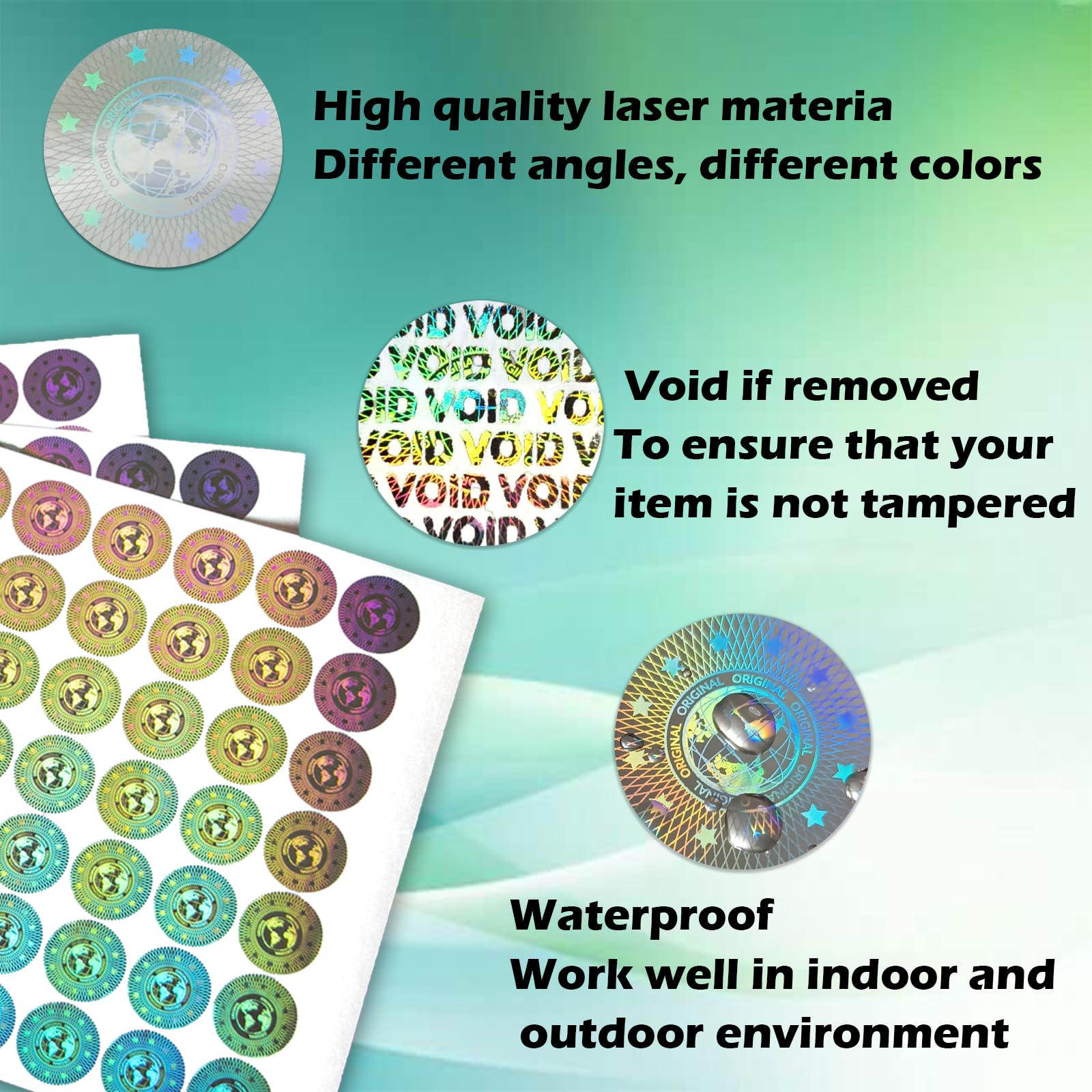 GQYHLABO Stickers 180pc, High Security Holographic Round Labels 20mm (Silver), Original Anti-Counterfeiting, Tamper-evident Technology, Unique Serial Numbering - Image 2