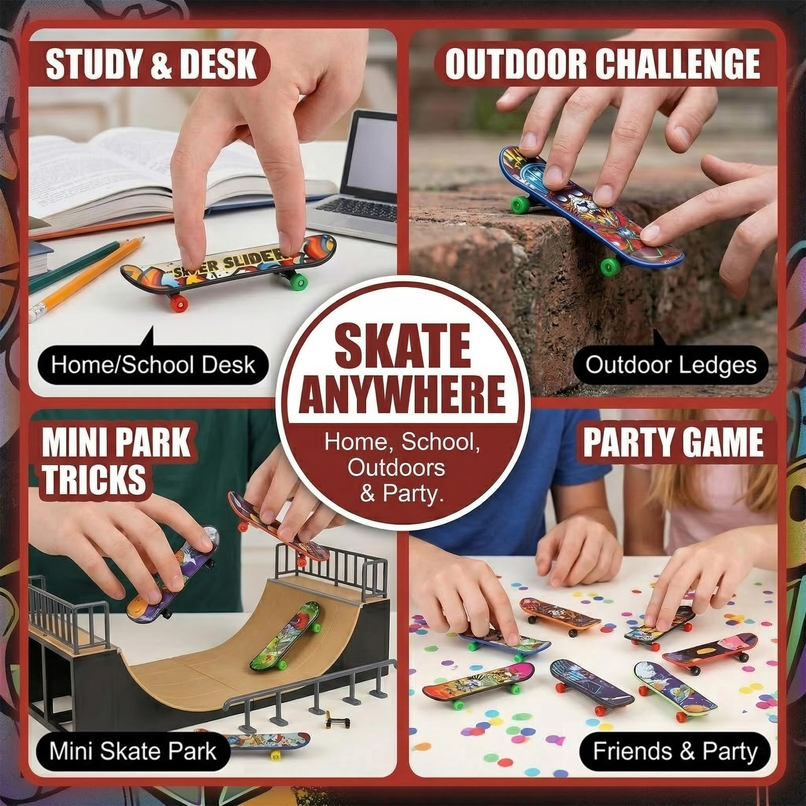 20 Pezzi Mini Skateboard da Dita Modello Casuale Finger Skateboards per Bambini, Giocattolo in Lega, per Giocare o Come Decorazione, per Bambini Compleanno Festa Regalino