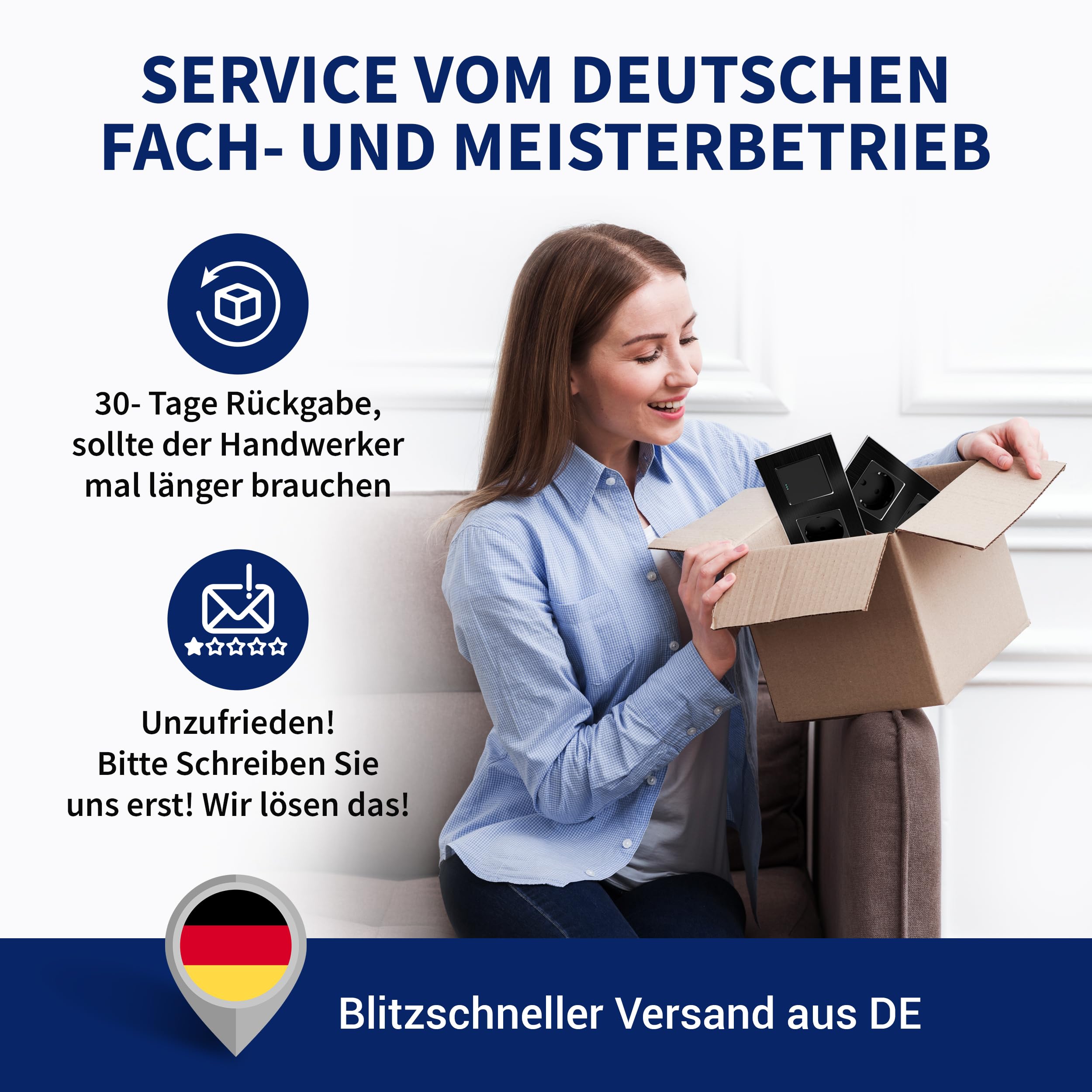 PULSAR Schuko-Steckdose USB-C/A 20 W 16A Schwarz 3-Fach Aluminium-Rahmen
