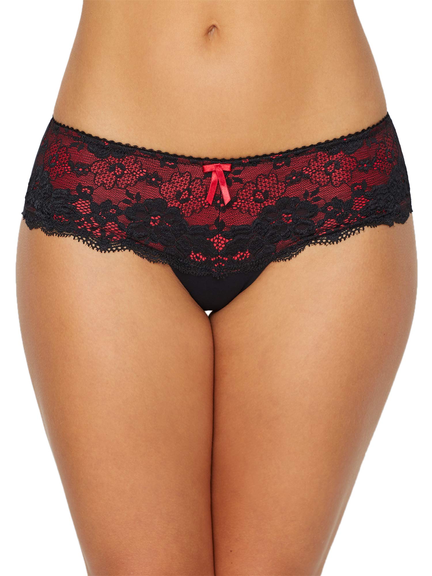 Pour Moi? Women's Amour Shorty Brief, Black (Black/Scarlet Black/Scarlet), 16 (Manufacturer Size: 16)