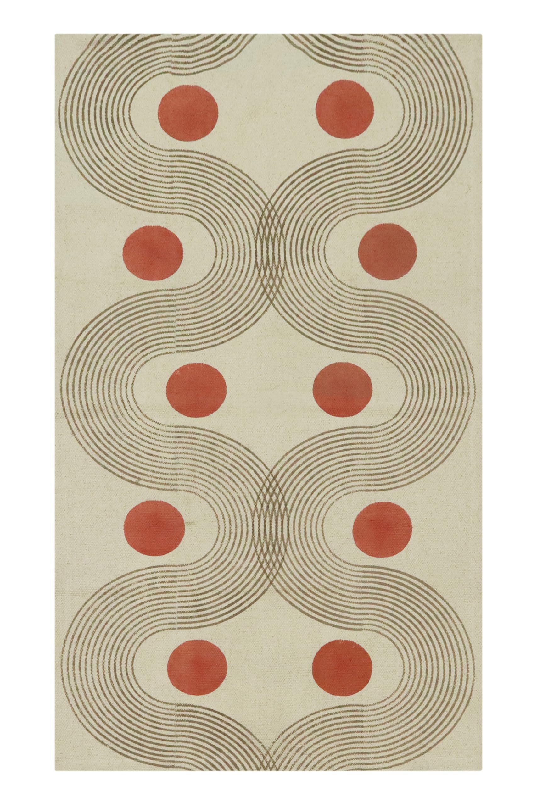 Kelim Läufer, 6,6 x 50,8 cm, handbedruckter Baumwoll-Läufer, für drinnen und draußen, waschbar, dick, 0,5 cm, Handwäsche, Beige und Rot, Flachgewebe, Teppiche für Flur, Treppenhäuser,