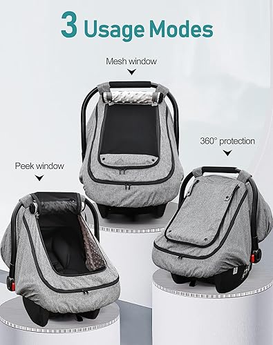 Miniatura 6 de YVMVDV - Funda impermeable para asiento de automóvil para bebé, funda de asiento de automóvil patentada para clima frío para bebés, cubierta de