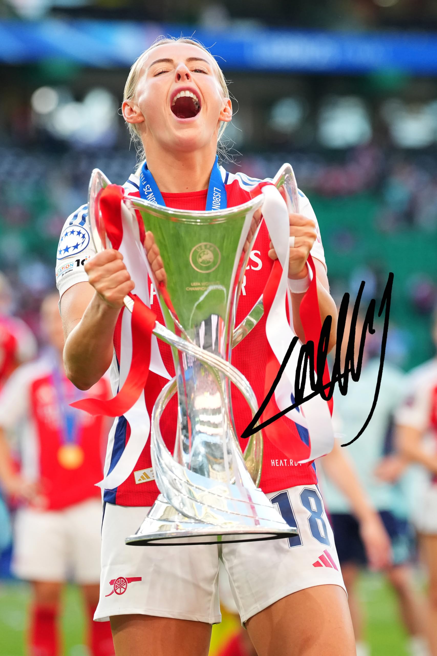 RJR PRINTS Chloe Kelly Arsenal Ladies - 2025 Champions League Final Signed 12x8 Inch Montage Autograph Photo Print WIth A Pre Printed Signature Which Would Make A Superb Gift For Any Fan.