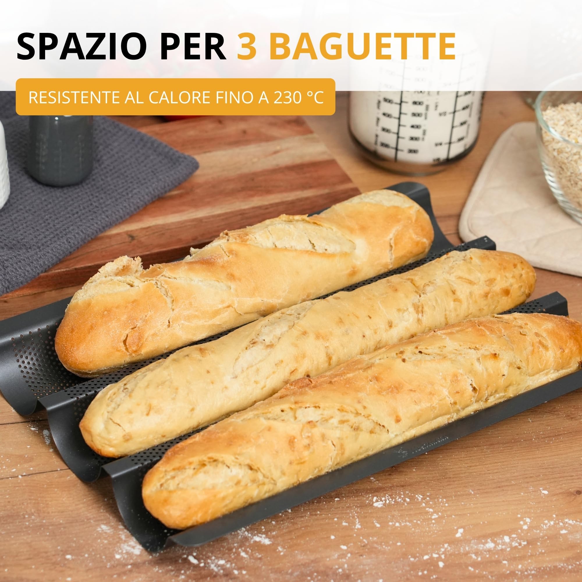 Westmark 32982260 - Stampo per baguette, 3 baguette, lunghezza 38,5 cm, in acciaio, antiaderente, Long, antracite, per 3 baguette LONG