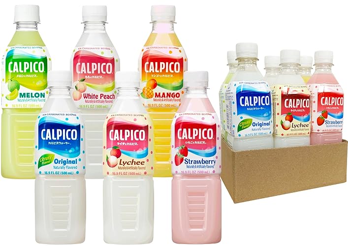 CALPICO 6 Flavor Variety Pack – Smooth, Creamy & Refreshing Non-Carbonated Beverage, Sweet and Tangy, Japanese Lactic Acid Drink, 16.9 Fl oz (Pack of 6) - 6 Flavor Variety Pack
