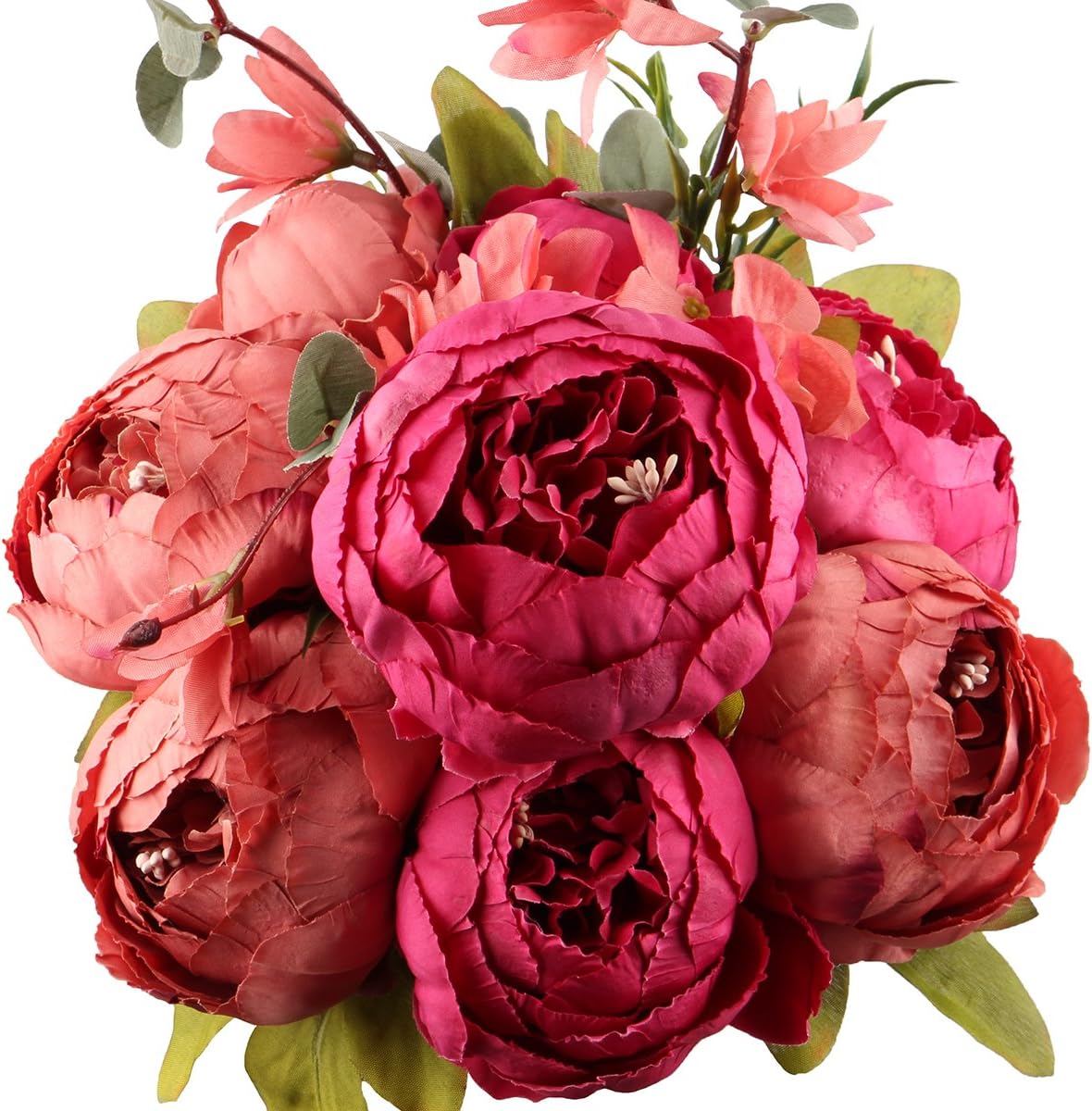 Leagel Fake Flowers Vintage Artificial Peony Silk Flowers Bouquet Wedding Home Decoration, Pack of 1 unknown