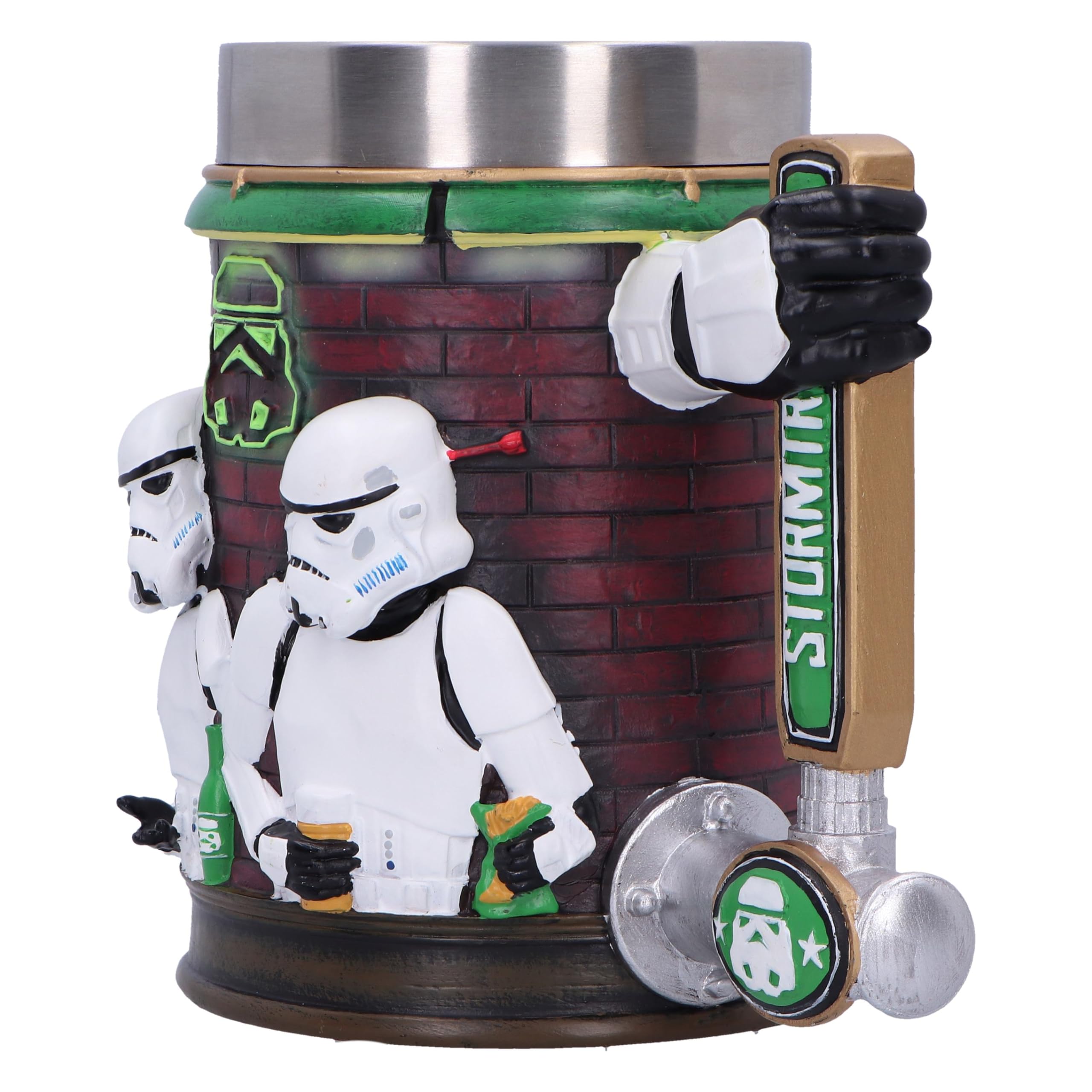 Nemesis Now Chope de bar Stormtrooper de 15,4 cm en résine, sous licence officielle Stormtrooper, design bar, poignée du robinet de bière, insert en acier inoxydable, coulée dans la meilleure résine,