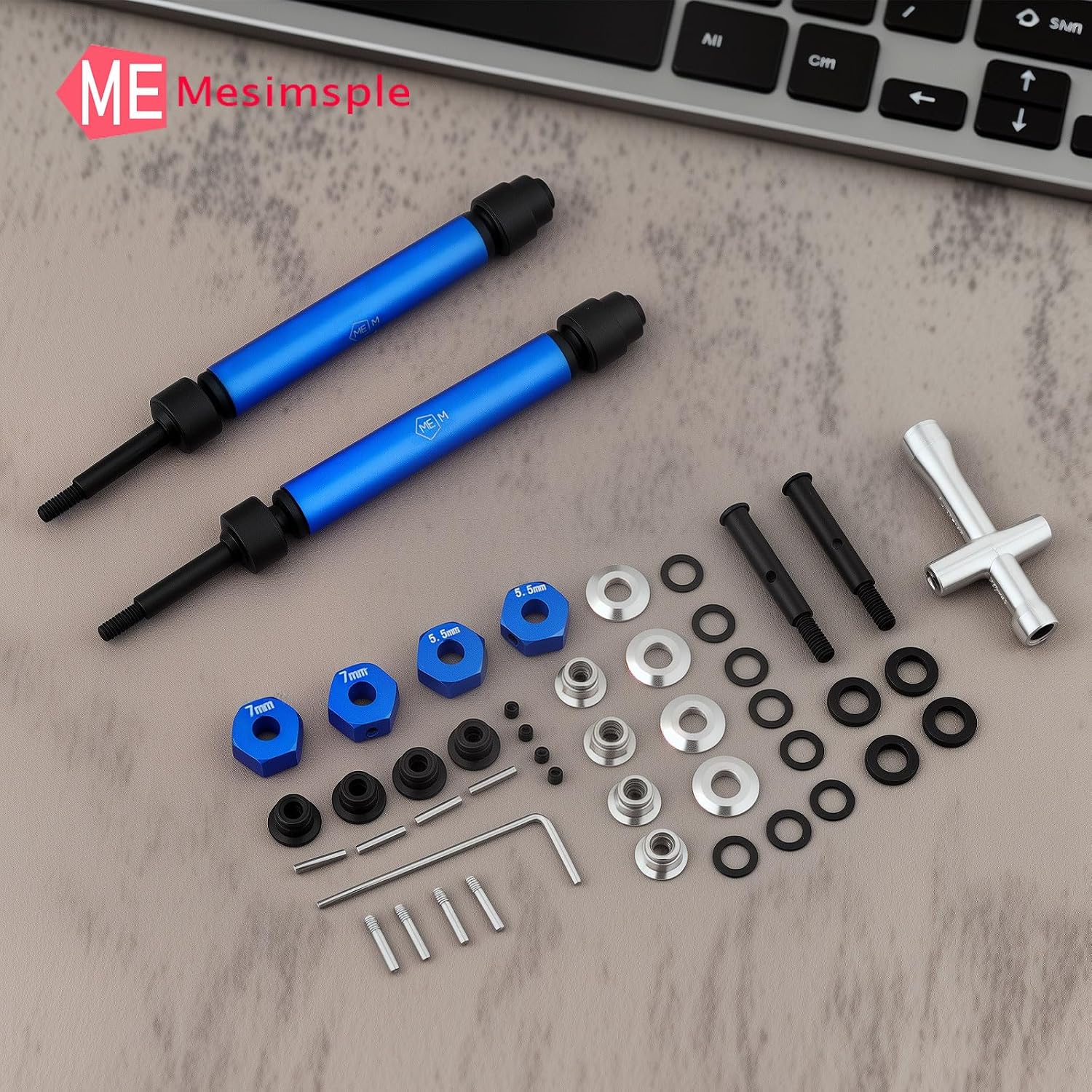2Pcs Enhanced Version Rear CVD Drive Shaft & Wheel Hex for 1/10 Slash Rustler Stampede VXL 2WD Driveshaft Axles Series Upgrades Part Blue