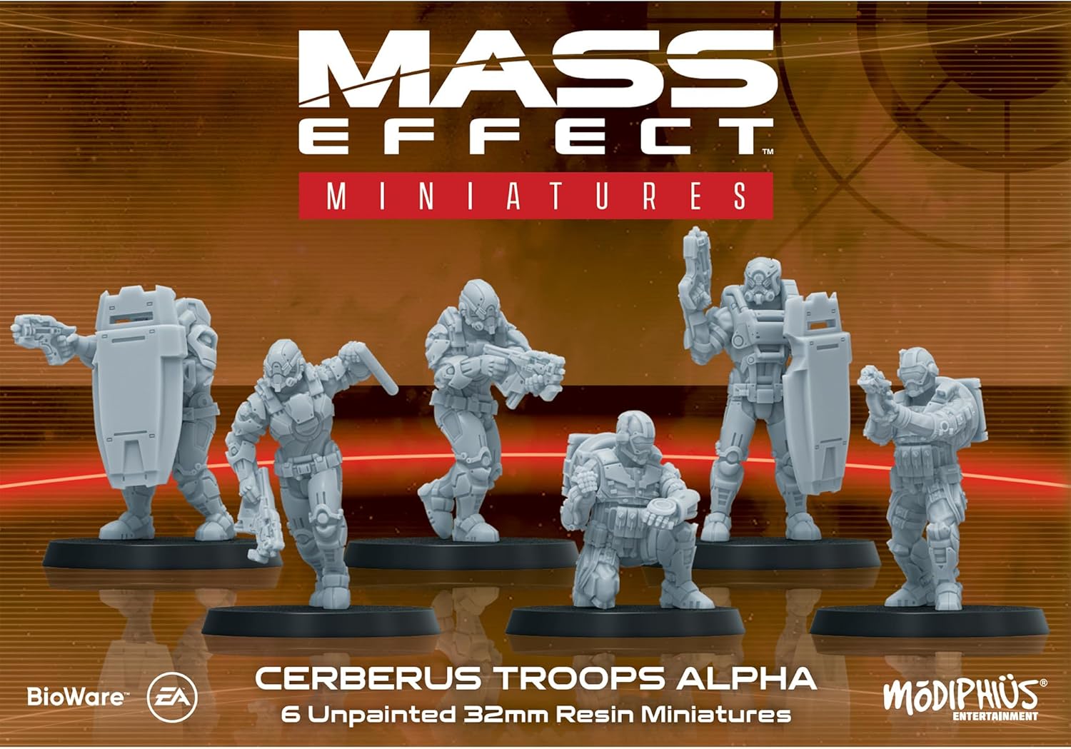 Mass Effect Cerberus Forces Alpha Resin Collectors Miniature Set - Upgrade Your Game with Tabletop Miniatures! Ages 14+, 1-4 Players, 45-90 Min Playtime, Made by Modiphius Entertainment