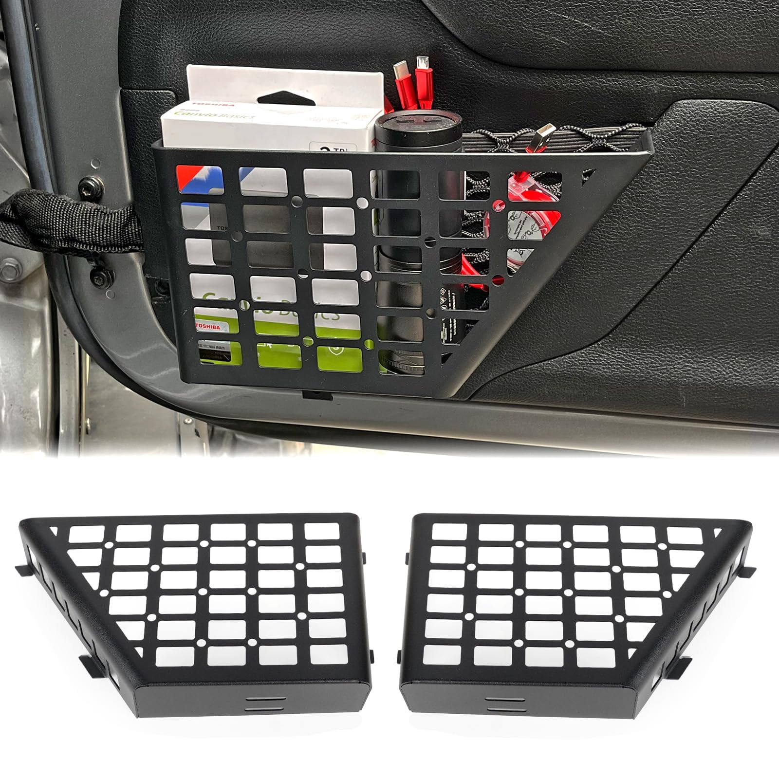 Metall Haustür Lagerung Taschen, Türseite Einfügung Organizer Box für 2007-2018 Jeep Wrangler JK JKU 2/4 Tür Edelstahl Neueste Aufrüstung