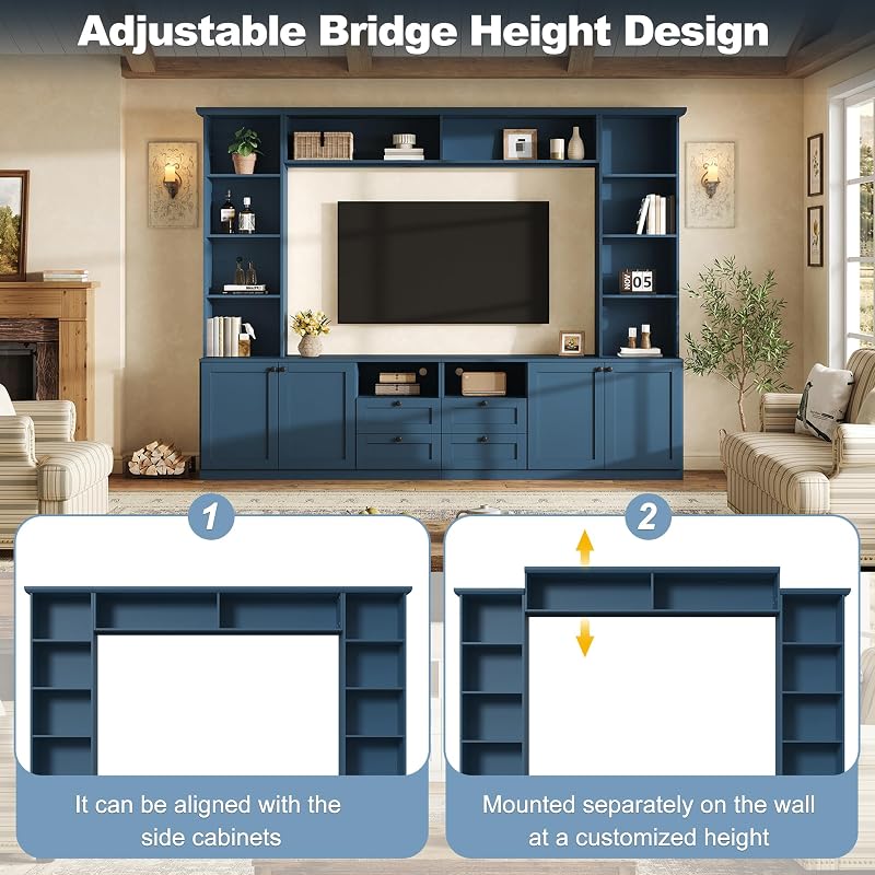 Merax Farmhouse Entertainment Center with Bridge for TVs up to 70" image 4
