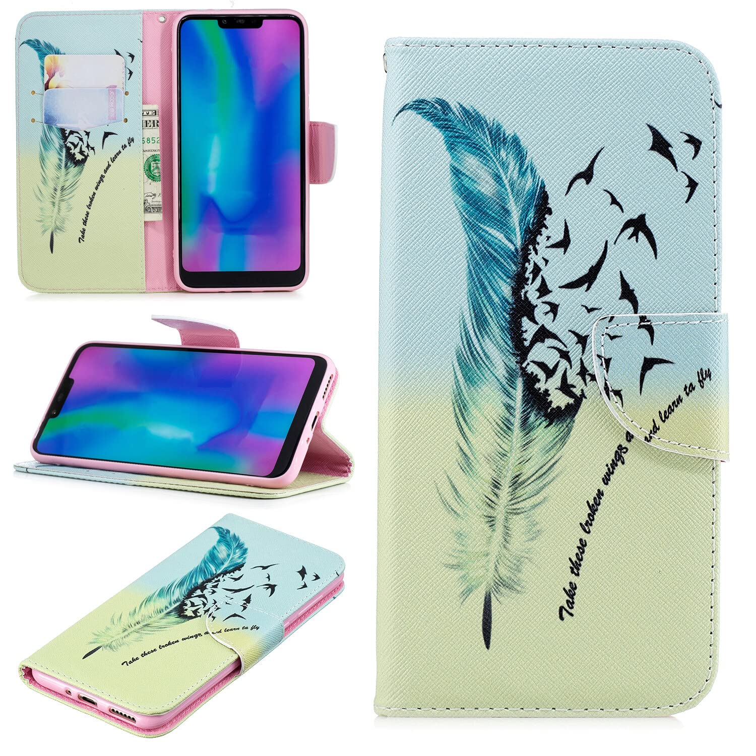 Motorola Moto G14 Hülle – Leder Flip Case Mit Magnet, Kartenfächern & Standfunktion – Schutz Vor Kratzern, Schmetterling-Design