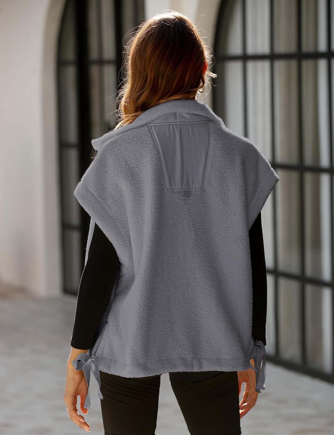 Athlisan Womens Fleece Vest Casual Sleeveless Button Down Sherpa Jacket Outerwear with Pockets - Image 6