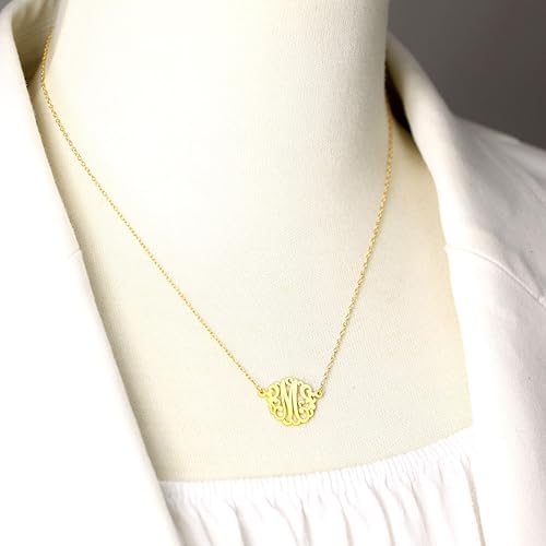 Miniatura 7 de Collar de plata fina con monograma único inicial.