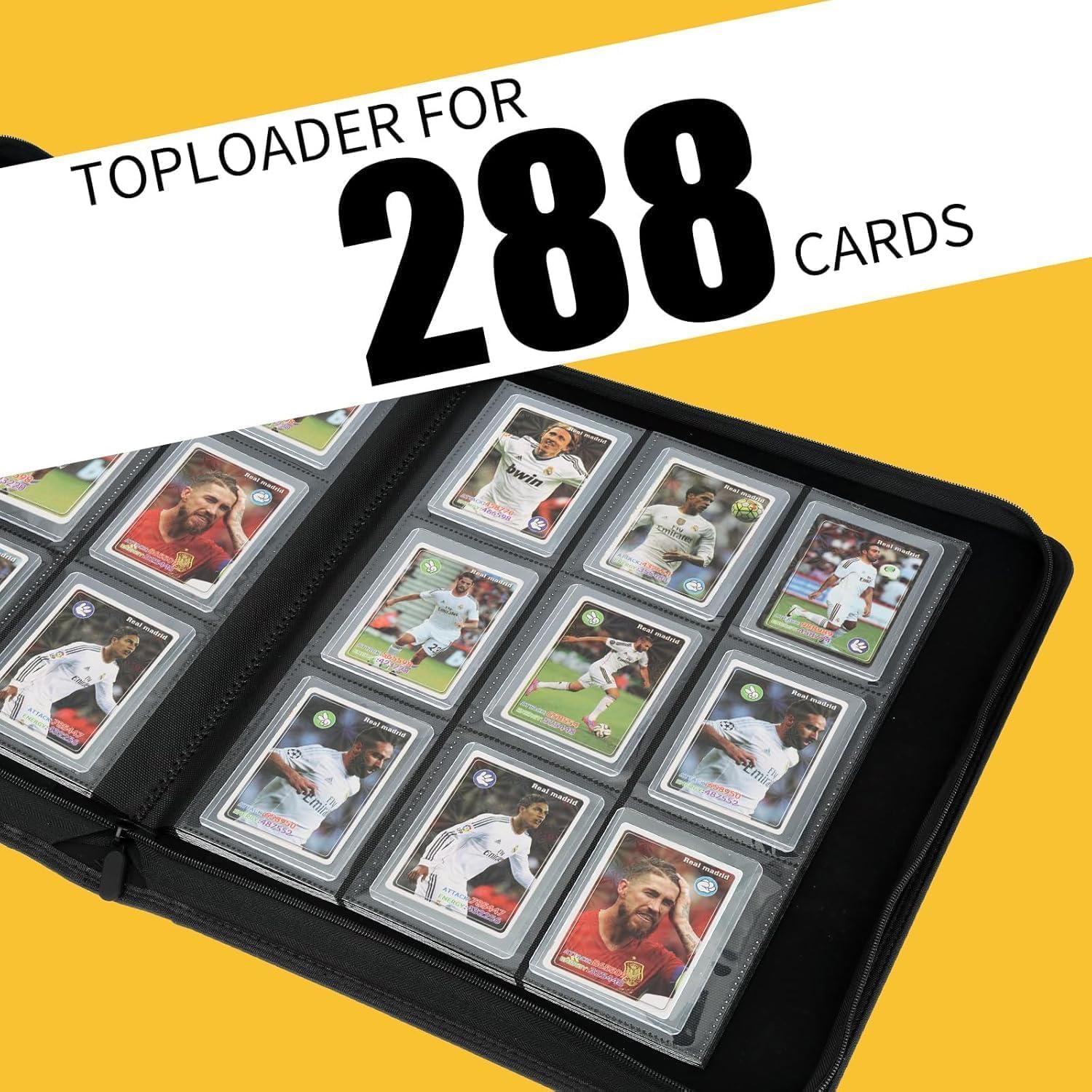 Toploader Binder, 9-Pocket Pages Sleeves Hold up 288 Cards, Toploader Hard Cases,Toploader Card Binder for MTG, TCG, Sport Card, Game Cards, Durable Sleeves for Storage & Display(Black)