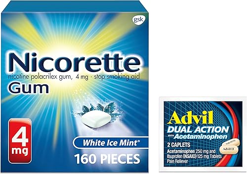 Nicorette Goma de mascar de nicotina de 4 mg para ayudar a dejar de fumar, ayuda para dejar de fumar con sabor a menta blanca helada, 1 paquete, 160