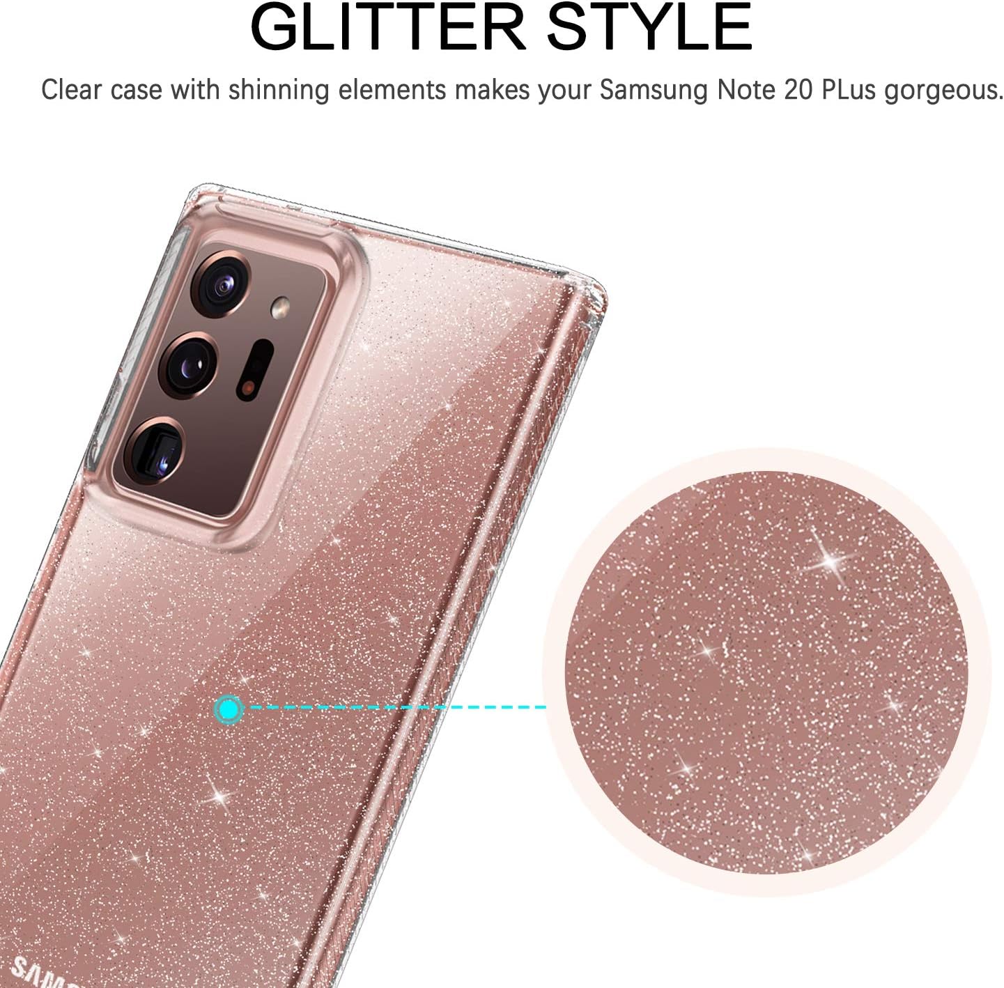 BENTOBEN for Note 20 Ultra Case, Clear Glitter Bling Sparkly Slim Soft TPU Rugged Shockproof Protective Bumper Phone Case Cover for Samsung Galaxy Note 20 Ultra 6.9" 5G,Clear Glitter - Image 8