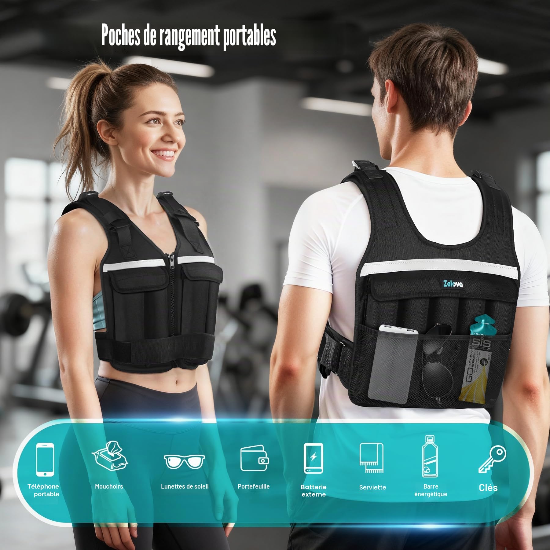 Gilet lesté pour femmes et hommes, Gilets lestés ajustables 0,45 kg-8,6 kg, Gilets lestés lavables pour course à pied, entraînement en force, course, marche, fitness, renforcement musculaire, perte de