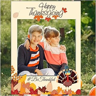 Turkey, Thanksgiving Photo Booth Frame Prop- sizes 36x24, 48x36; Photo Booth, Selfie Frame, Holiday Photo Booth, Fall Decor, Give Thanks, Photo Props, Leaves, Handmade Party Supplies, Photo Backdrop