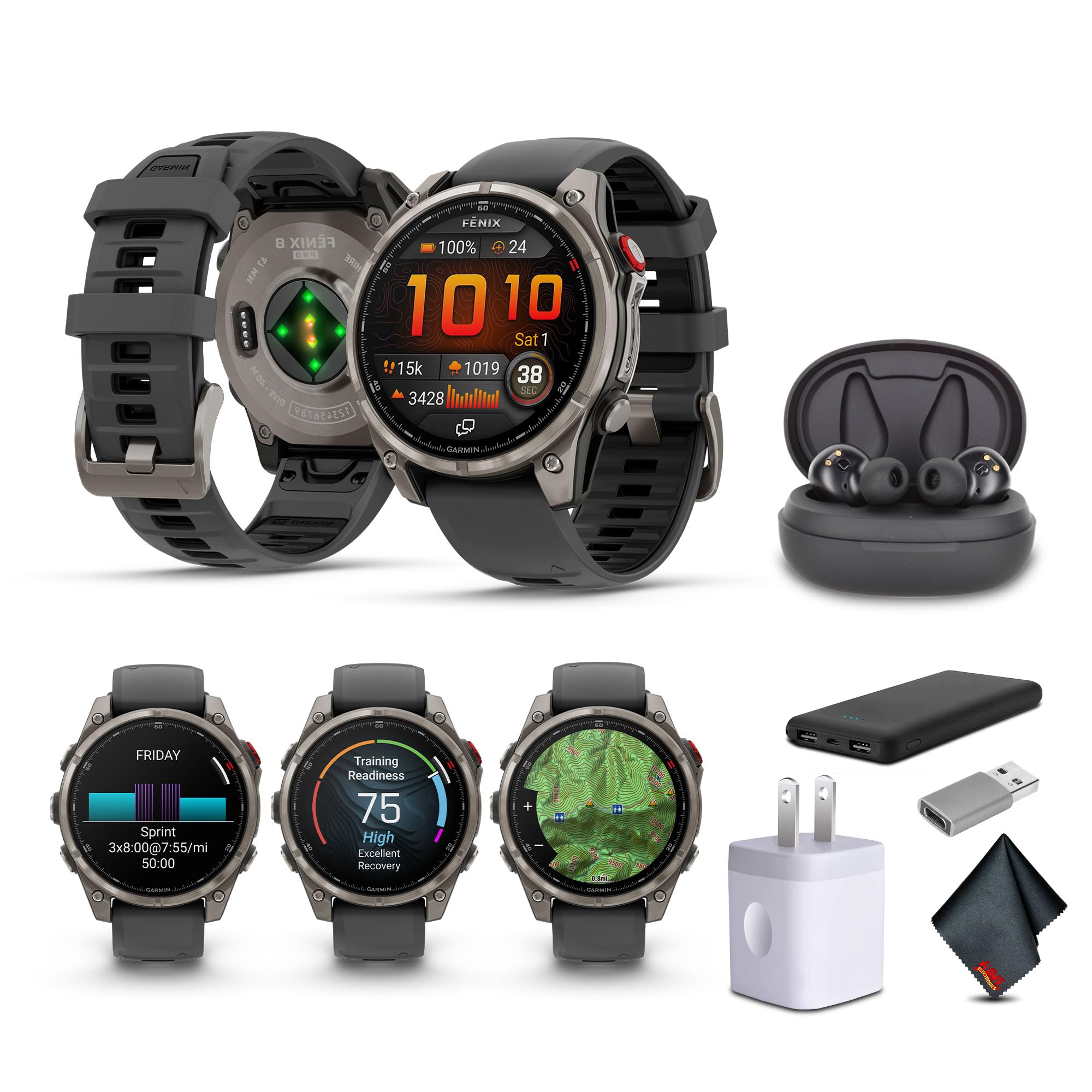 Garmin Fenix 8 Pro 47mm inReach Technology AMOLED Display Premium Connected Multisport GPS Smartwatch Sapphire Titanium with Graphite