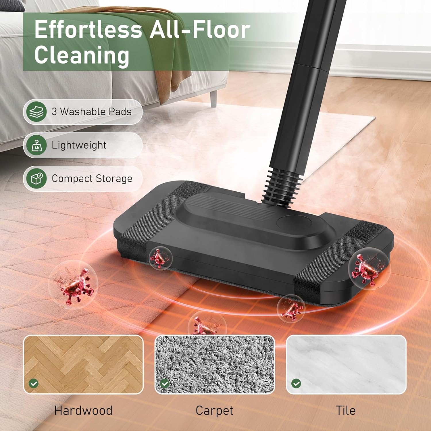 14 IN 1 Steam Mop Cleaner, 1.6L Detachable Handheld Steam Cleaner with 37 Accessories, 2500W Multipurpose Steamer Cleaning for Home,Floors,Tile,Grout,Upholstery,Carpet,Car,15S Fast Heat-Up