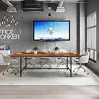 Vista 3 de Tribesigns Mesa de Conferencias de 6 Pies, Mesa de Reuniones Rectangular Rústica de 70.8" An x 35.4" Pr, Mesa de Seminario Moderna Escritorio