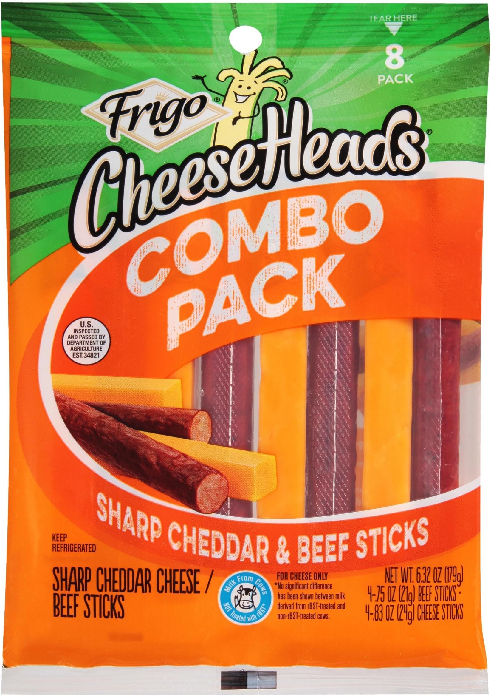 FrigoCheese Heads, Sharp Cheddar Cheese Sticks and Beef Sticks, 8 ct