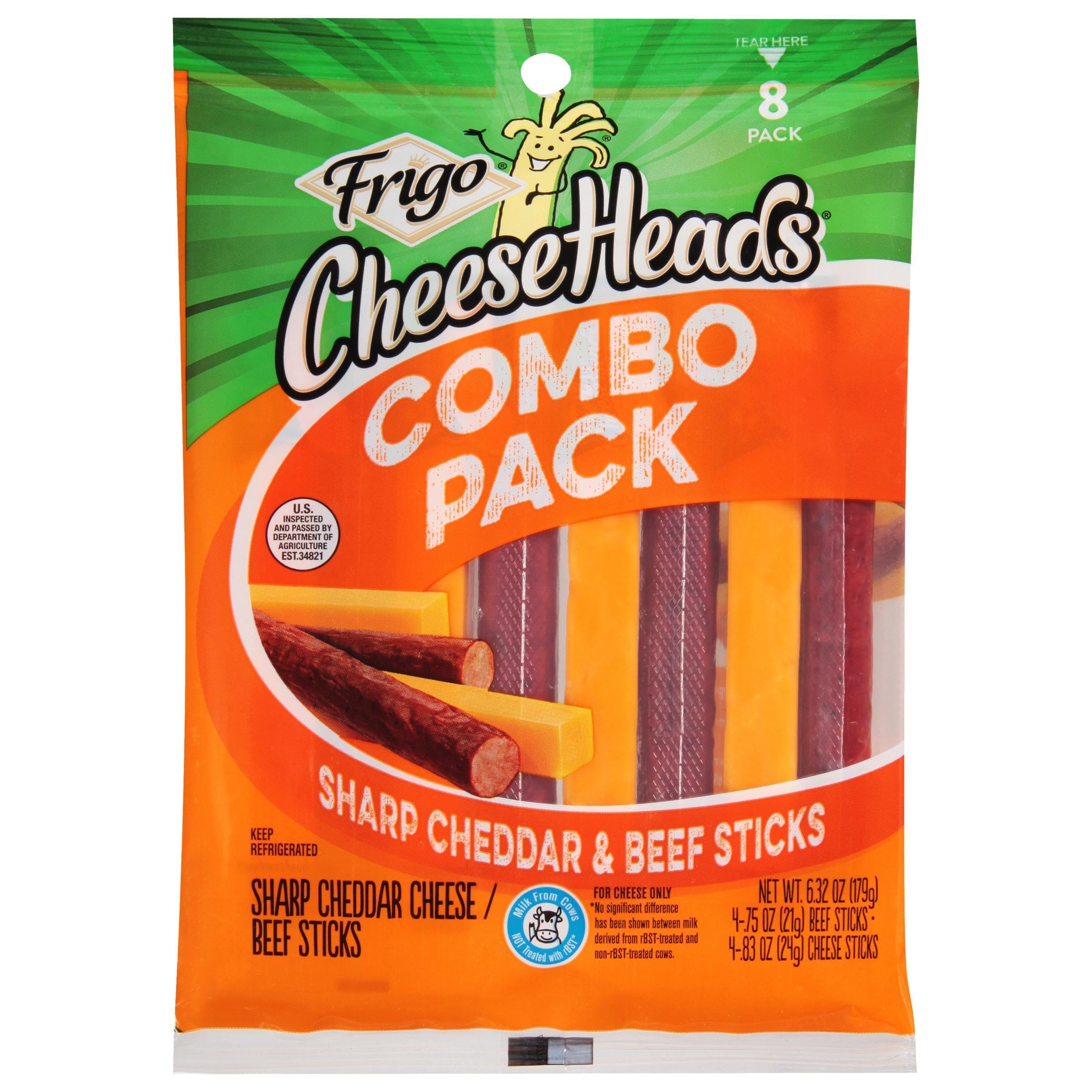 FrigoCheese Heads, Sharp Cheddar Cheese Sticks and Beef Sticks, 8 ct