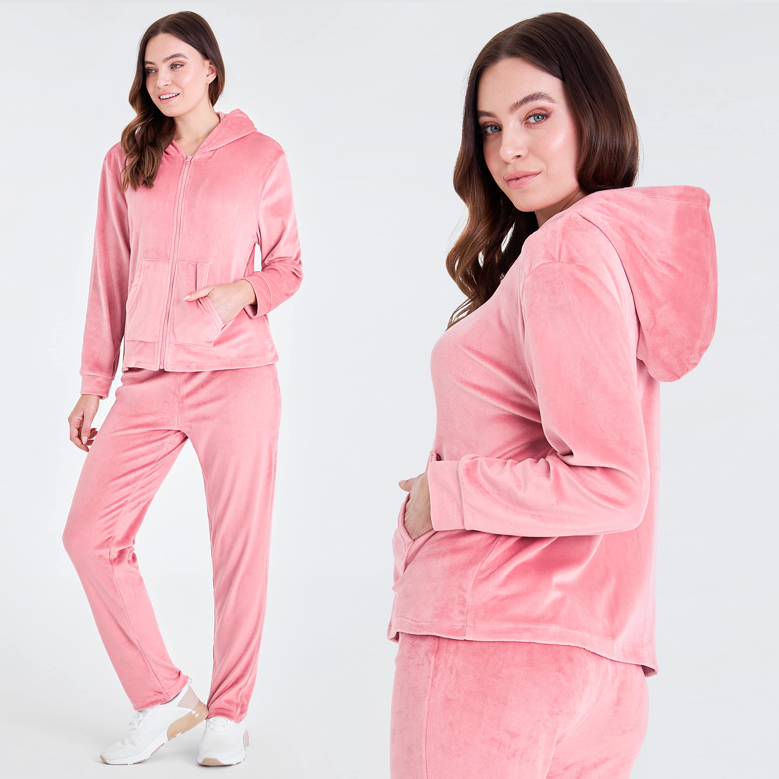 CityComfort Damski dres zapinany na zamek welurowy dres dresowy - bluza z kapturem, joggery 2-częściowy zestaw