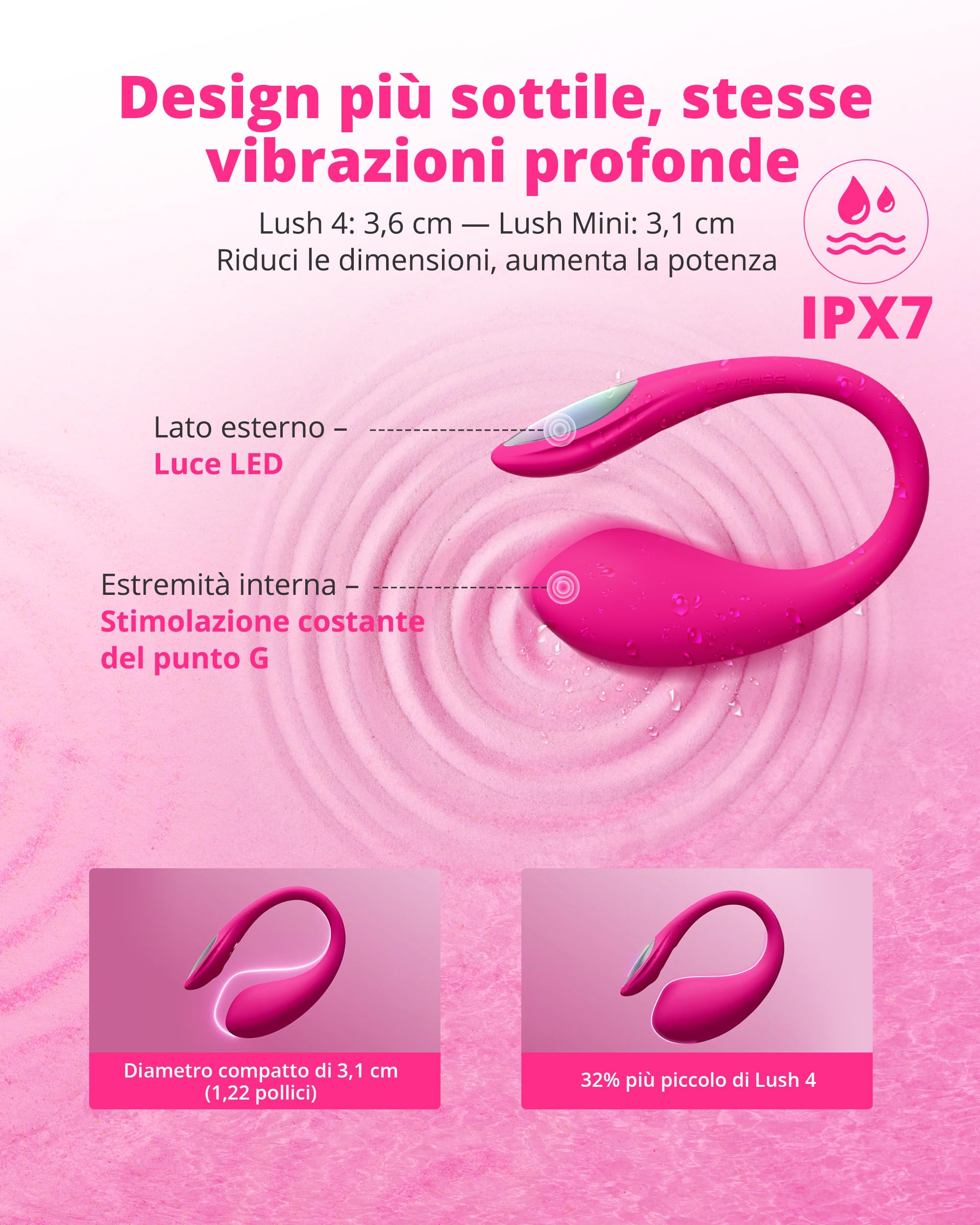 LOVENSE Lush Mini Vibratore Ovetto Discreto – Sex Toys Donna Potente da Indossare per Stimolazione del Punto G, Compatto, Silenzioso, Impermeabile e Portatile per Viaggi