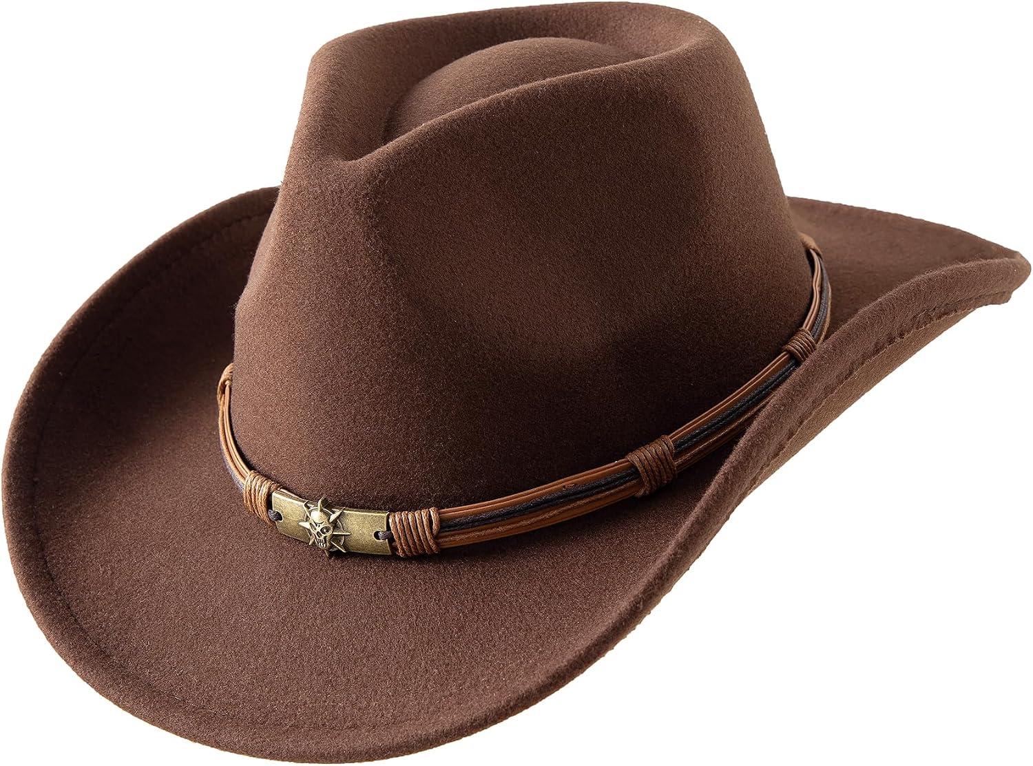 JOYEBUY Cowboy Hats for Kids Vintage Wide Brim Felt Cowboy Hat Girls Cowgirl Hat with Belt Buckle
