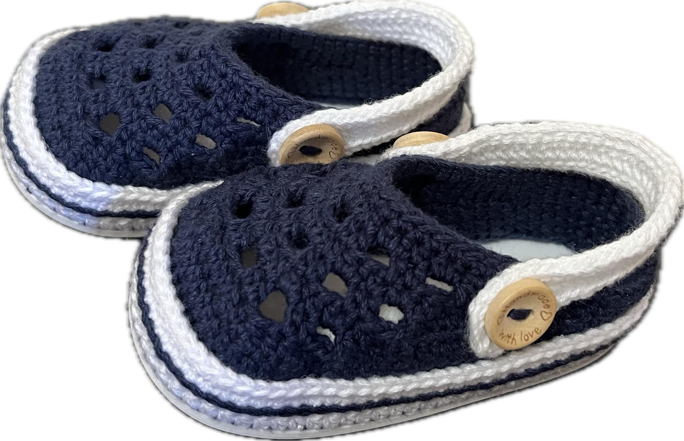 Bambini Zoccoli e Sabot Pantofole Unisex. Stivaletti per neonata realizzate all'uncinetto o all'uncinetto. Stivaletti con bottone e rifinitura, disponibili in tutte le taglie bimbo da 0 a 12 mesi