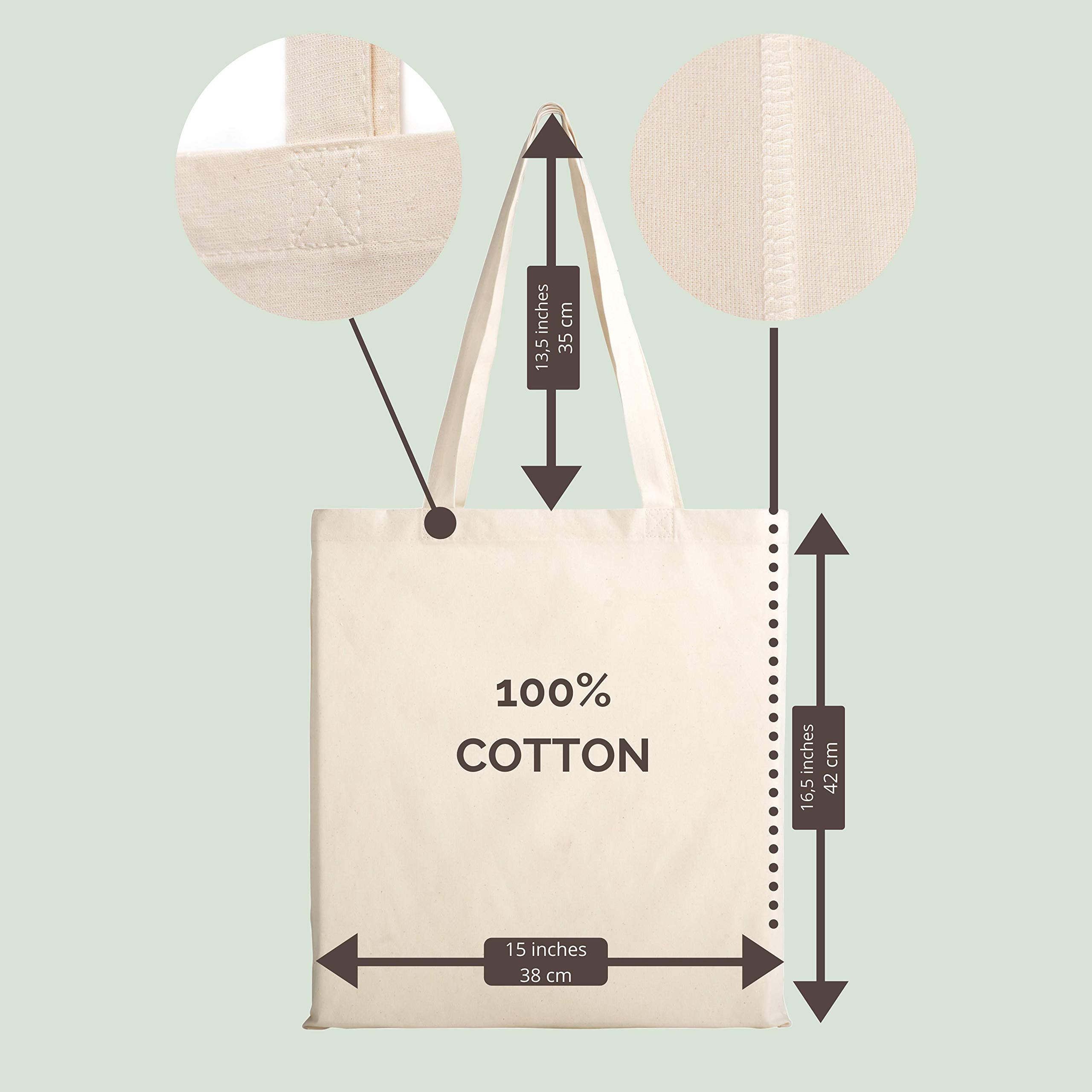Sac en Coton Non Imprimé 38x42 cm 145 g/m² Anses Longues Réutilisable