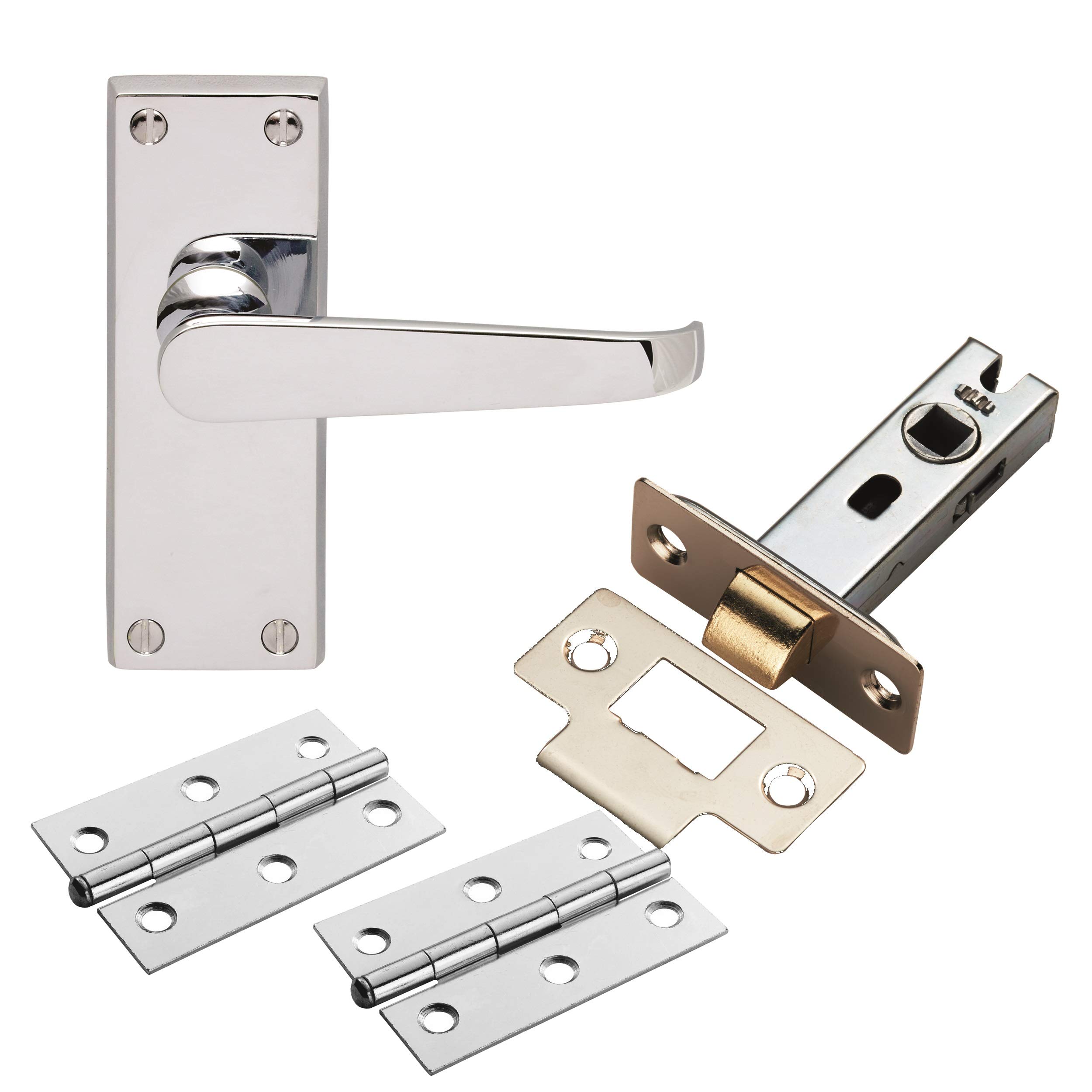 Carlisle Brass Contract Victorian Straight Latch Door PackPolished Chrome from B&Q