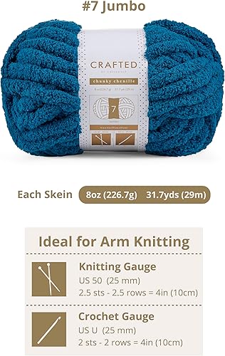 Miniatura 3 de Crafted By Catherine Hilo de felpilla grueso, paquete de 2 (41 yardas cada madeja), turquesa, calibre 7 Jumbo