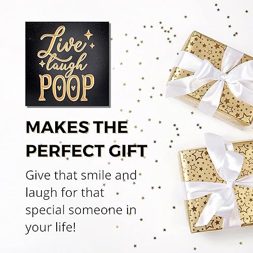 Miniatura 8 de Live Laugh Poop - 8 x 8 inch - Funny Bathroom Signs - Cute Bathroom Decor - Wooden Bathroom Signs - Hilarious Guest Bathroom Decorations - Funny