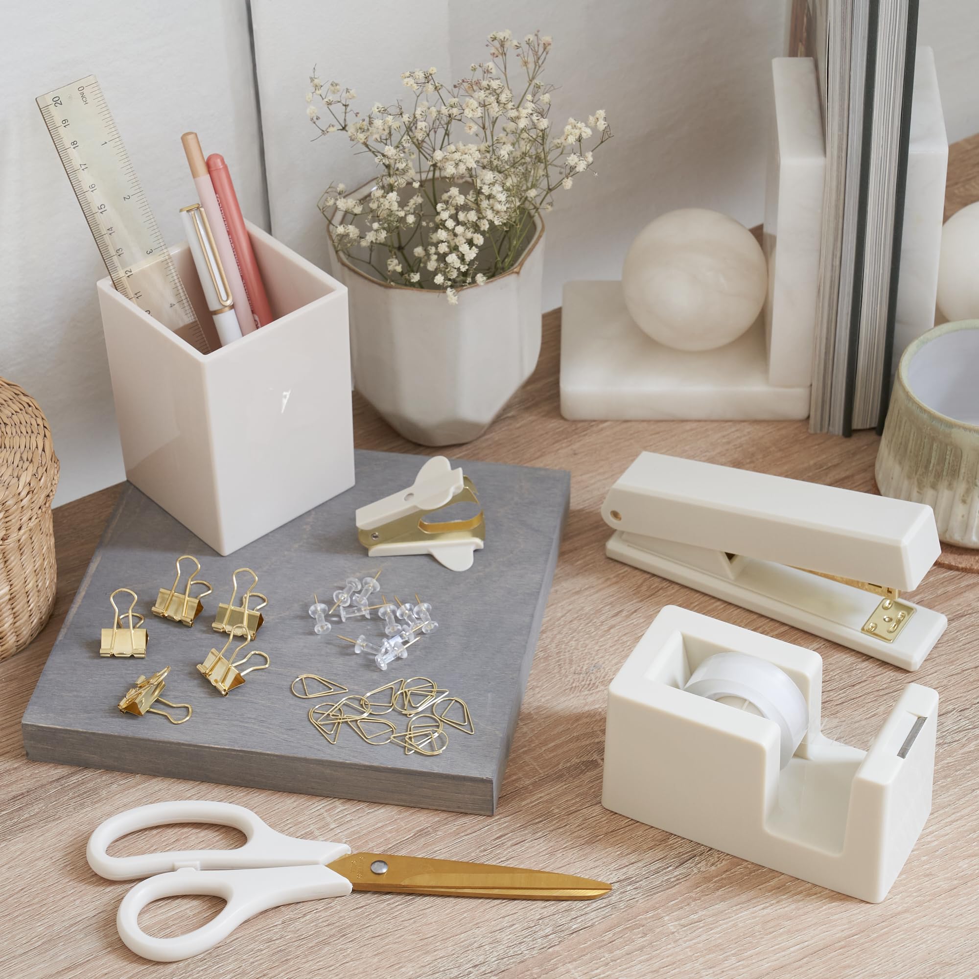 KIBAGA Set di accessori da scrivania estetici moderni, eleganti organizer per forniture per ufficio