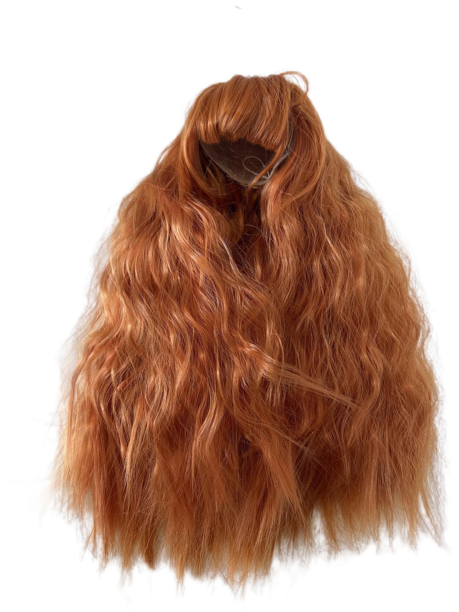 1/3 bjd Wig Head Circumference 8-9inch(22-24cm) high Temperature Fiber Instant Noodles with Full Bangs Carrot Color Hair