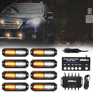 led strobe lights for trucks, Emergency Strobe Lights Kits for construction Vehicles LED Surface Mount Grill Grille Light Flashing Warning lights With Digital Controller 12 LED Amber White