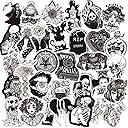 Tiyi 50PCS Gothic Stickers for Water Bottle,Black White Skull Stickers,Waterproof Vinyl Stickers Perfect for Laptop Phone Car Skateboard