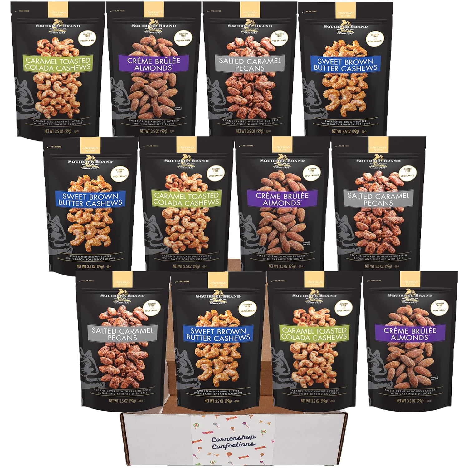 Squirrel Brand Nuts Variety Pack 12 bags Sweet Brown