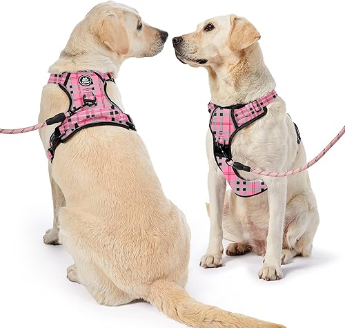 Miniatura 7 de NESTROAD Arnés sin tirones para perro, con correa, arnés reflectante de chaleco para mascotas, arnés ajustable suave acolchado para perro con asa de