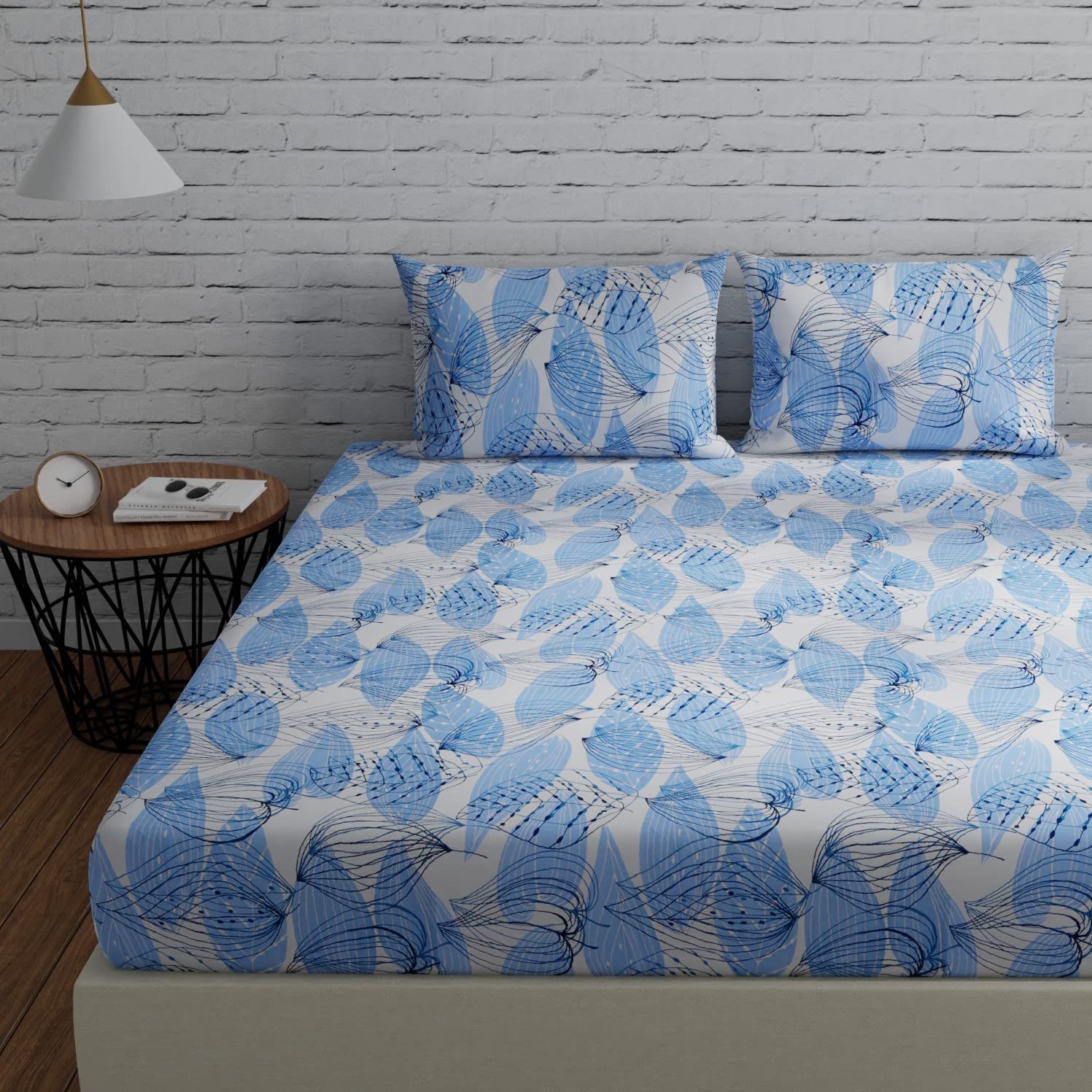 Huesland by Ahmedabad Cotton 144 TC Fitted Cotton Bedsheets for Double Bed with 2 Pillow Covers | 60x78 inches | Brown & White (B0BZQ5KX9L) Amazon Price History, Amazon Price Tracker