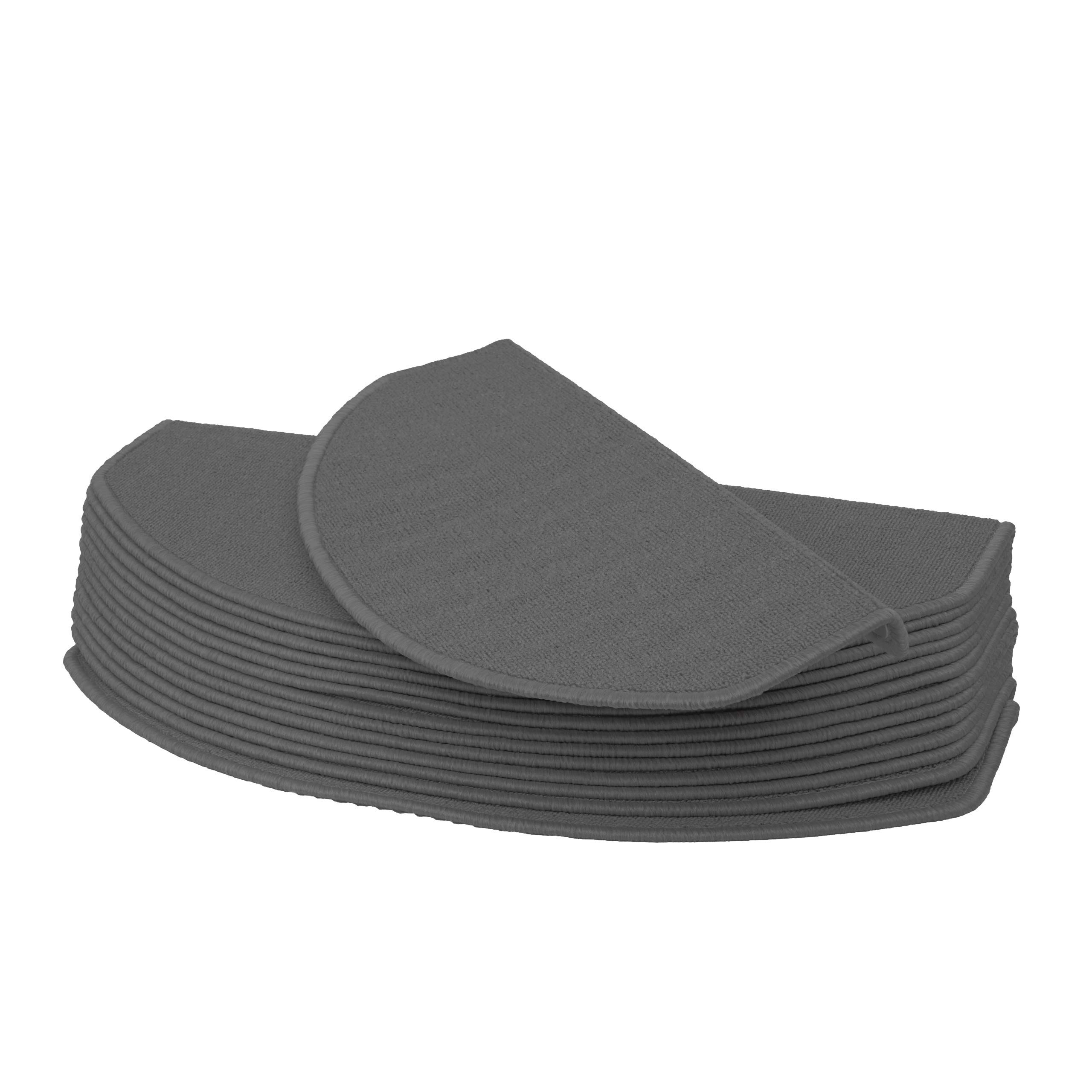 Mendler 15er-Set Stufenmatte HWC-G49 65x25cm - halbrund, grau | Treppenteppich, Treppenschutz, Treppenmattenset