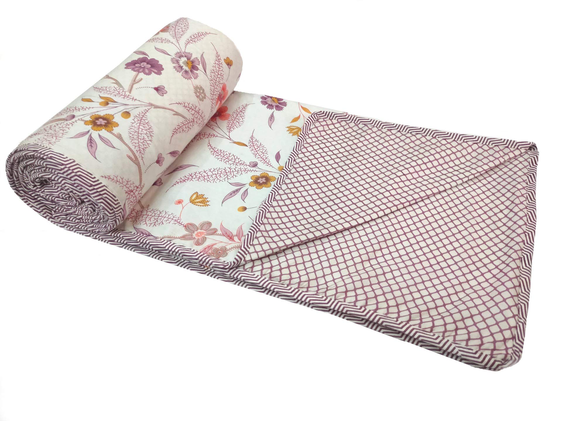 Sanvee Collection Reversible 1 Pc Malmal Single Bed Dohar/Quilt/AC Blanket/Comforter Size 60" x 90" (Pink)