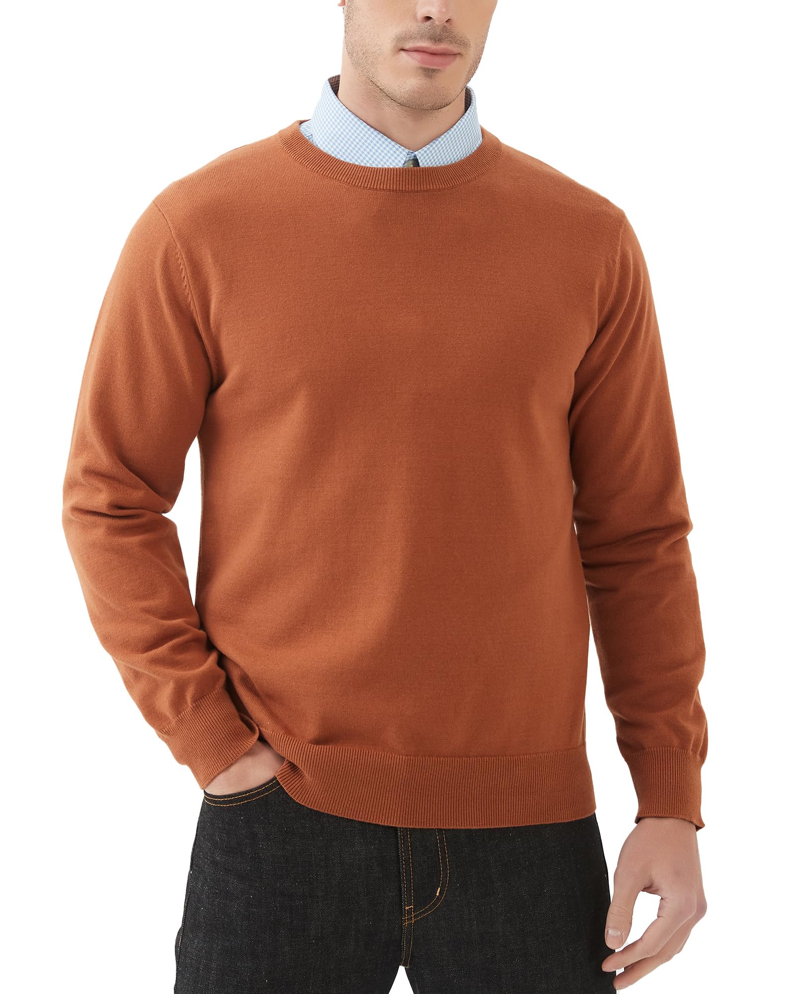 Kallspin Men's Pure Cotton Crew Neck Sweater