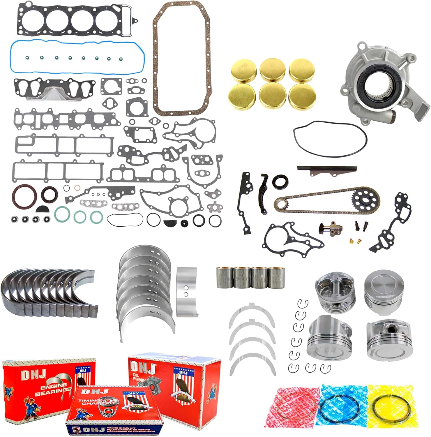 DNJ EK900MHD Master Engine Rebuild Kit for 1985-1995 Toyota 4Runner Celica Pickup 2.4L L4 8V SOHC 2366cc