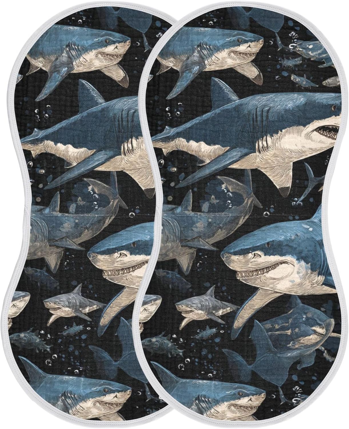 Vintage Sharks Swimming Burp Cloths Baby Boys Girls Absorbent Soft Cotton Burping Cloths Rags 4 Pack
