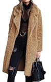 Women's Fuzzy Fleece Lapel Open Front Long Cardigan Coat Faux Fur Warm Winter Outwear Jackets