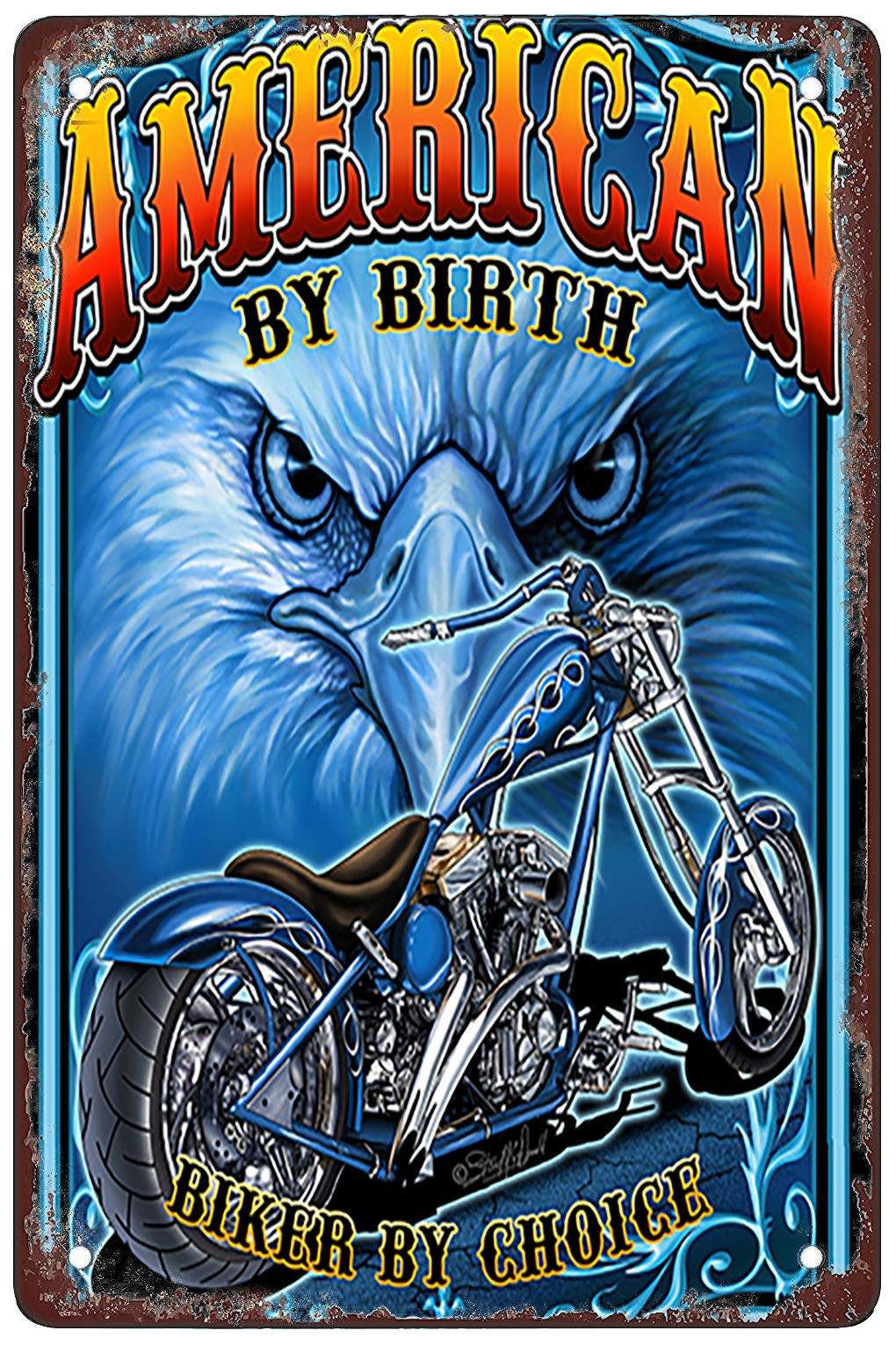 ILYIBGO American Biker Cut Out Garage Shop Sign Vintage Metal Tin Sign for Men Women,Wall Decor for Bars,Restaurants,Cafes Pubs,12x8 Inch